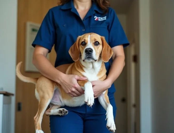 Technician respectfully transporting a deceased dog in Westmeadows